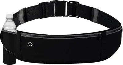 Produktbild von Laufgürtel mit Flaschenhalter – Wasserdichter, verstellbarer Fitness-Gürtel für Damen und Herren – Reflektierendes Design – Ideal für das Laufen