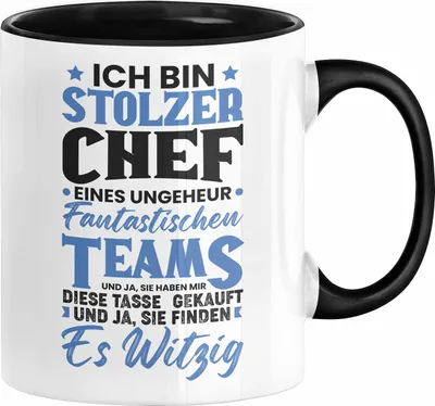 Produktbild von Chef Geschenk Lustig Tasse für Chef vom Team Ich Bin Stolzer Chef Eines Ungeheuer Fantastischen Teams (Schwarz)