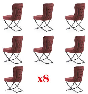 Produktbild von Design Stuhl Set 8x Sessel Textil Stühle Gastro Stoff Esszimmer Polster Gruppe