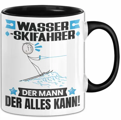 Produktbild von Wasserskifahrer Tasse Geschenk für Wasserskifahrer Der Mann Der Alles Kann Geschenkidee zum Geburtstag (Schwarz)