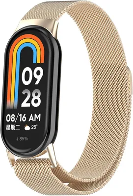 Produktbild von FFO2World Milanaise-Armband aus Edelstahl mit Magnetverschluss – Kompatibel mit Xiaomi Smart Band 10/9/8 – Edelstahlnetzband, Sternenlicht