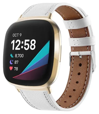 Produktbild von By Qubix passend für Fitbit Versa 3/4 & Sense 1/2 Lederarmband - Weiß