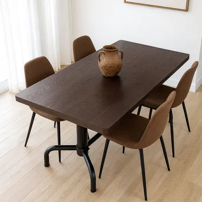 Obrázok produktu pre Jedálenský stôl HWC-P31, jedálenský stôl, priemyselné drevo 140x80cm ~ tmavý, čierny rám