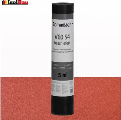Produktbild von Isolbau Schweißbahn V60 S4 Glasvlieseinlage beschiefert ROT 5m2 Dachpappe Bitumenbahn 1 Rolle