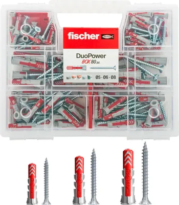 Produktbild von Fischer 544546 Duopower Kit Universaldübel mit Schraube, farblos.