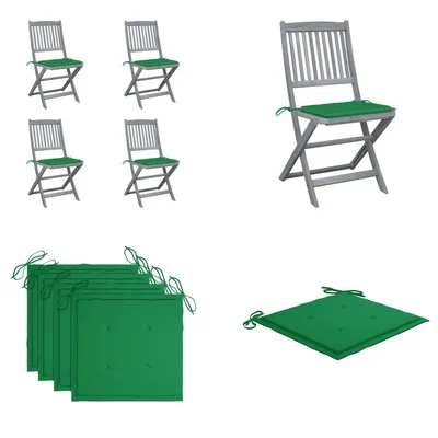 Produktbild von vidaXL Klappbare Gartenstühle 4 Stk. mit Kissen Massivholz Akazie - Gartenstuhl - Gartenstühle - Holz Gartenstuhl - Holz Gartenstühle