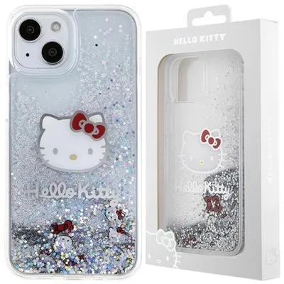 Produktbild von Hello Kitty Liquid Glitter Charms Kitty Head - iPhone 14 Hülle (Silber)