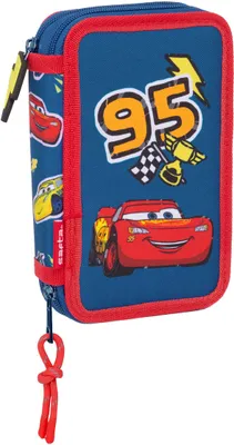 Produktbild von Doppel-Federtasche Cars Racing Marineblau 12.5 x 19.5 x 4 cm Doppel-Federtasche 29 Stücke