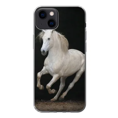 Produktbild von MuchoWow® Handyhülle Schutzhülle Hülle für iPhone 13 Pferde - Schwarz - Porträt Silikon Softcase Handy Hülle - Karteninhaber