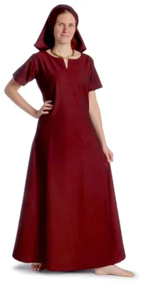 Produktbild von HEMAD Mittelalter Sommerkleid Kurzarm feine Baumwolle V-Kragen Modell: Hrist, Ro