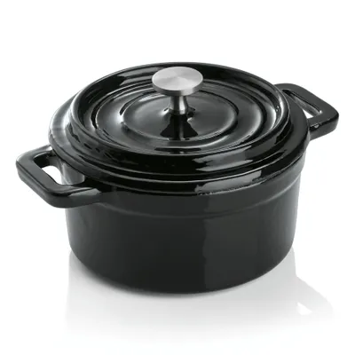 Image de Cocotte noire fonte ø 10 cm avec couvercle émaillé