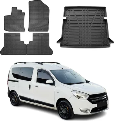 Obrázok produktu pre Sada podlahových rohoží a vložiek do kufra pre Dacia Dokker 2012-2024 gumové TPE čierne 5x