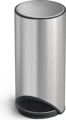 Image de Poubelle à pédale de 30 litres avec siphon anti-odeurs et couvercle à fermeture douce en acier inoxydable - anti-traces de doigts - seau amovible - poubelle à pédale de 50 litres