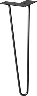 Produktbild von WAGNER Möbelbein HAIRPIN LEG Retro - 12 x 12 x 40 cm, Stahl, schwarz, Bein schräg & Anschraubplatte - 12824001