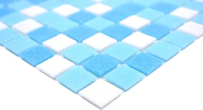 Produktbild von Handmuster Mosaikfliese Glasmosaik Classic Mix Glas mix weiß blau papierverklebt Poolmosaik Schwimmbadmosaik MOS210-323P_m