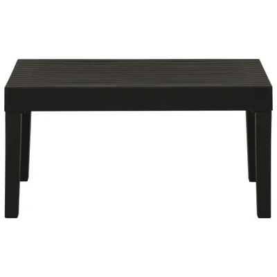 A dark gray plastic lounge table is shown against a white background.