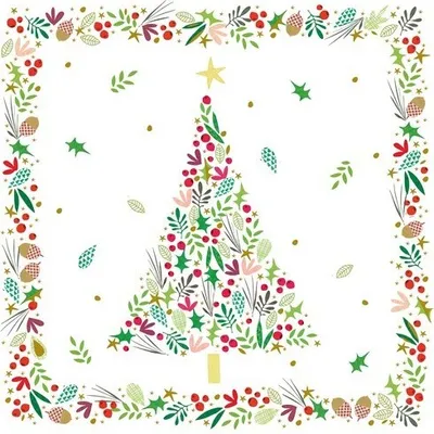 Produktbild von 20 Servietten Turnowsky Christmas - Blätter im Weihnachtsbaum 33x33cm