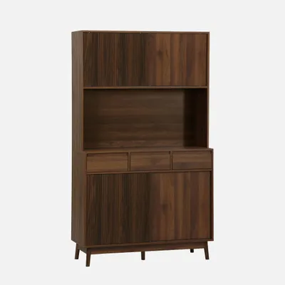 Produktbild von sweeek - Küchenschrank mit Holzoptik, 4 Türen und 3 Schubladen B 110 cm - Nussbaumfarben