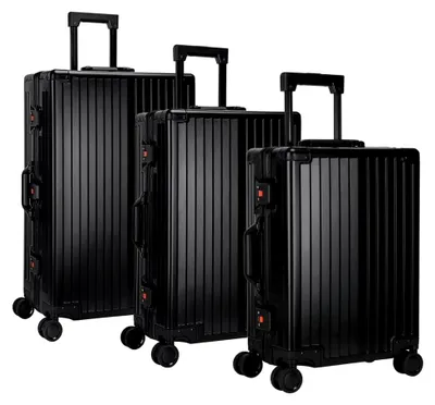 Produktbild von Aluminium Reisekoffer Black HEUER Stripe Hartschalenkoffer Suitcase Trolley Luggage (L)