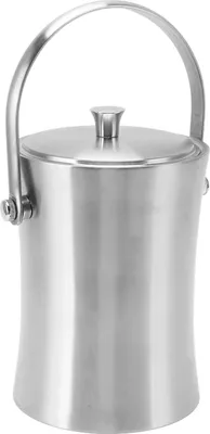 Produktbild von 1L Doppelwandiger Bar-Eiskübel Taillenförmiger Edelstahl-Eiskübel mit Deckel Eisabtrennung für Champagner-Wein-Getränke