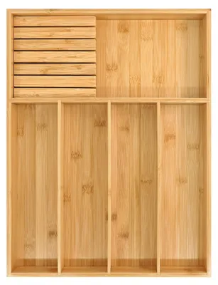 Immagine prodotto di Omgoods - Organizzatore per posate in bambù, ideale per cassetti da cucina