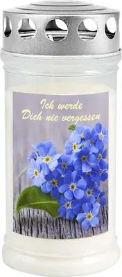 Produktbild von Grabkerze - Gedenkkerze Motiv "Vergissmeinnicht"