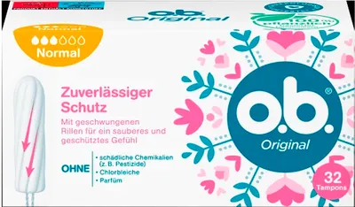 Zdjęcie produktu dla o.b. 242087 o.b. Tampons Normal für mittlere bis stärkere Tage, 32 St.