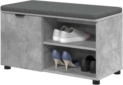Image de Banc avec coussins - Banc d'entrée - Meuble à chaussures - Avec tablettes de rangement - 80 x 38 x 46 cm