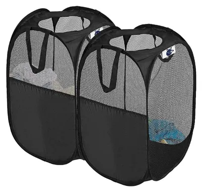Produktbild von Omgoods – Set aus 2 zusammenklappbaren Wäschekörben mit Griffen