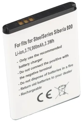 Produktbild von Akku passend für SteelSeries Siberia 800, Li-Ion, 3,7V, 900mAh, 3,3Wh