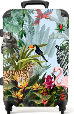 Obrázek produktu pro NoBoringSuitcases.com® Velký kufr - Jungle - Nature - Boys - Girls - Kids - Zebra - Flamingo - Combination Lock TSA - Hard Shell Trolley 4 Wheels - 72 litrů - Cestovní kufr - 66 cmKufr Medium 67x43x25 cm, 72L,