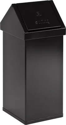 Produktbild von Eckiger Aluminium Abfallbehälter Haiti mit Swingdeckel | 55 Liter, HxBxT 77x30x30cm | Schwarz