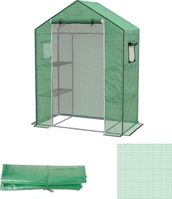 Produktbild von Gewächshaus Ersatzfolie mit UV-Schutz 140x73x190cm für Rolltür und Seitenfenster - Grüne Gewächshausabdeckung
