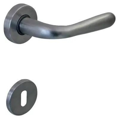 Imagen del producto de Manija de puerta interior (juego) de zamak con acabado cromado satinado mate