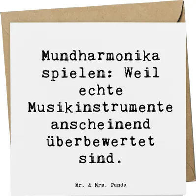 Produktbild von Mr. & Mrs. Panda Grußkarte Spruch Mundharmonika Freude - Weiß - Geschenk, Klappkarte, Lernen, anlasskarte, doppelkarte, Musikinstrument, faltkarte, Instrument, Musik
