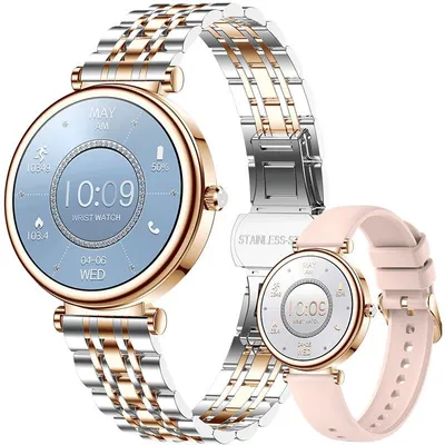 Produktbild von Damen Smartwatch Roségold Rund | Fitnessuhr mit Schrittzähler, Schlafmonitor, Bluetooth Telefonfunktion | Wasserdicht, Android & iOS