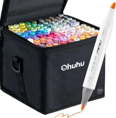 Obrázek produktu pro Lihové fixy OHUHU oboustranné Brush & Chisel, 104 ks + blender