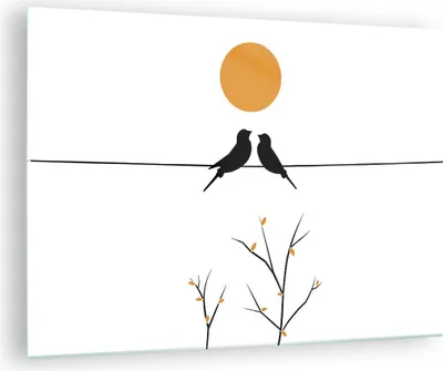 Produktbild von Bilder auf glas - Einteilig - Bild Vögel Sonne - 70x50cm - Glasbilder - Wandbilder - Bilder - zum Aufhängen bereit - Wanddekoration aus Glas - Glas Bilder - Wandbild auf Glas - GAA70x50-4772