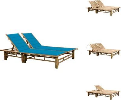 Image de vidaXL Bain de soleil 2 personnes avec coussins en bambou - Bains de soleil