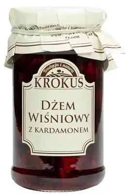 DŻEM WIŚNIOWY Z KARDAMONEM O OBNIŻONEJ ZAWARTOŚCI CUKRU BEZGLUTENOWY 235 g - KROKUS