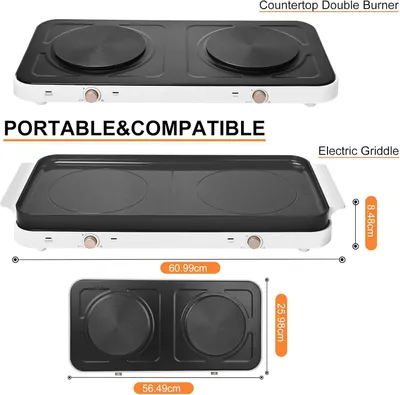 Produktbild von Elektrischer Grill – Doppelkochplatte – 2000W – Antihaftbeschichtung – Schwarz