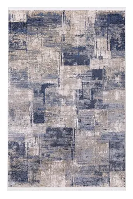Obrázok produktu pre Arktis, dizajnový koberec, 200 × 140 cm, modrá, béžová, sivá – moderný abstraktný koberec s krátkym vlasom a jemnou textúrou, výška vlasu 7,5 mm, strojovo tkaný