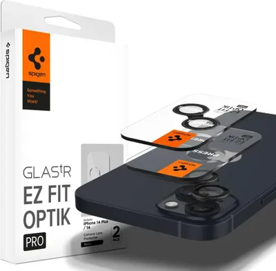 Produktbild von Spigen EZ Fit Optik Pro, Linsenschutz, Schwarz, Transparent, Gehärtetes Glas, Apple, iPhone 14 (6.1-inch) 2022 iPhone 14 Plus (6.7-inch) 2022, Box