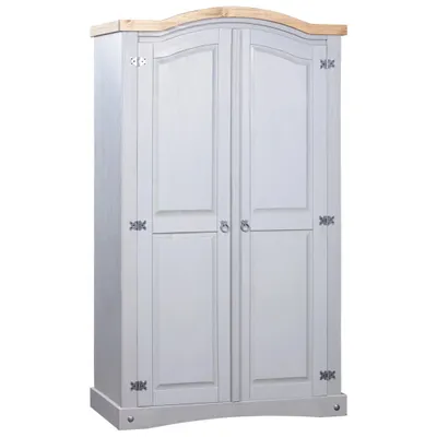 Immagine prodotto di Armadio "Philippsburg" in legno di pino massiccio nei colori grigio e marrone (pannello superiore). Dimensioni (L/A) 101x52x170 cm