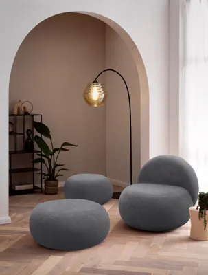 Produktbild von DOMO Collection Sessel 700 016, Polstersessel, rund, gepolsterte Rückenlehne, Relaxsessel, Polsterganitur, 73 x 75 x 76 cm (BxTxH), grau