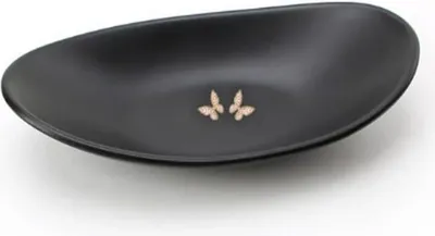 Image de Plateau noir pour bagues Plateau pour bijoux Grand ovale
