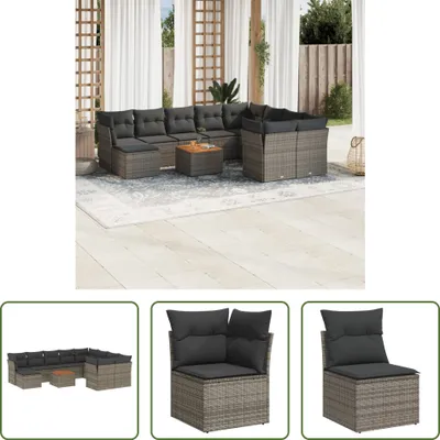 Produktbild von The Living Store 11-tlg. Garten-Sofagarnitur mit Kissen Grau Poly Rattan