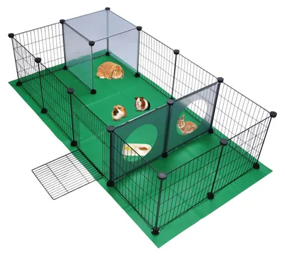 Immagine prodotto di Elzusha - Area giochi per piccoli animali - Pannelli in rete metallica fai-da-te con tappetino e fori (neri)