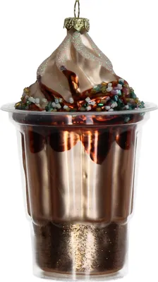Produktbild von Christbaumschmuck Glas 13,5cm Eisbecher Figur Taupe / Braun