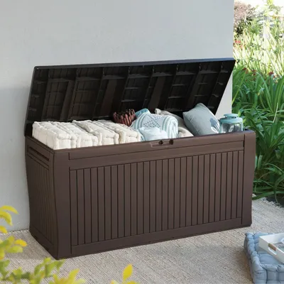 Immagine prodotto di Dmora Cassapanca Outdoor Gatineau 44.7x116.7x57h cm Marrone, Impermeabile Chiusura Lucchetto